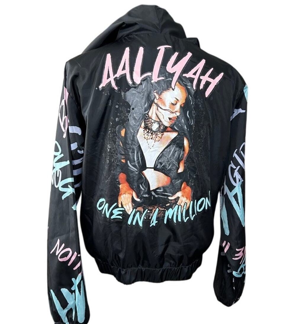 Aaliyah One in a Million Official Merch Track Jacket Size M Full Zip Hooded Vtg